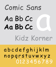 Comic Sans font example from wikipedia