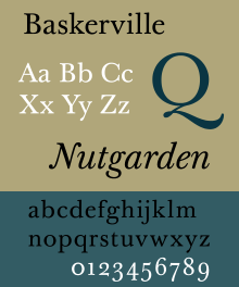 Baskerville font example from wikipedia